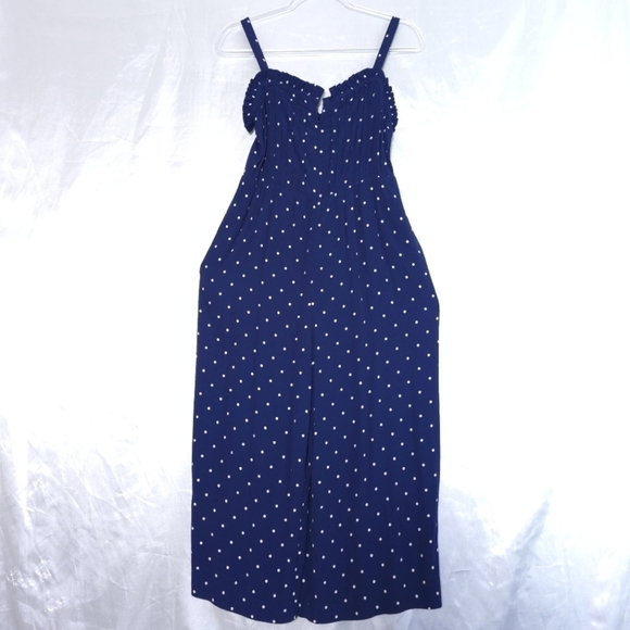 Madewell Pants - Madewell Pintuck Cami Wide Leg Jumpsuit in Polka Dot Navy Blue Size 4P